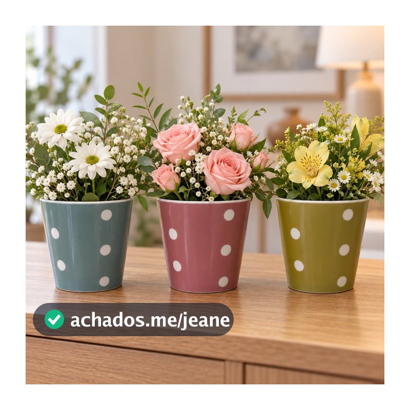 VASO CACHEPÔ CERÂMICA POÁ AZUL, ROSÉ ,VERDE 10X10CM- PRACAZA