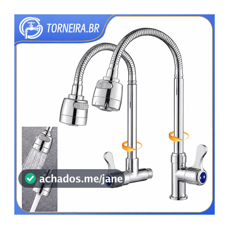Torneira Cozinha Chuveiro Com Rotação De 360° Cozinha Luxo Verticais E De Parede Promoção