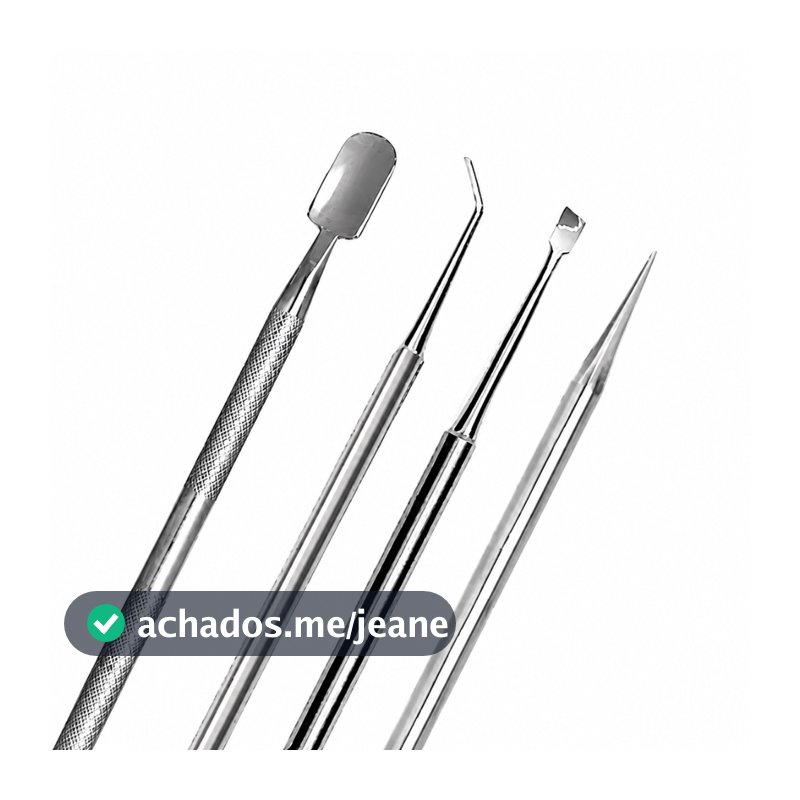 Kit Manicure Pedicure 4 Espátulas Inox Desencravador Raspador de Unha