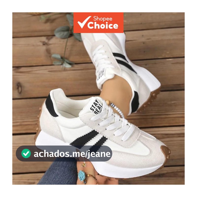 Tênis feminino de outono novo Forrest Gump, solado grosso, versátil, leve, antiderrapante, ideal para estudantes, branco