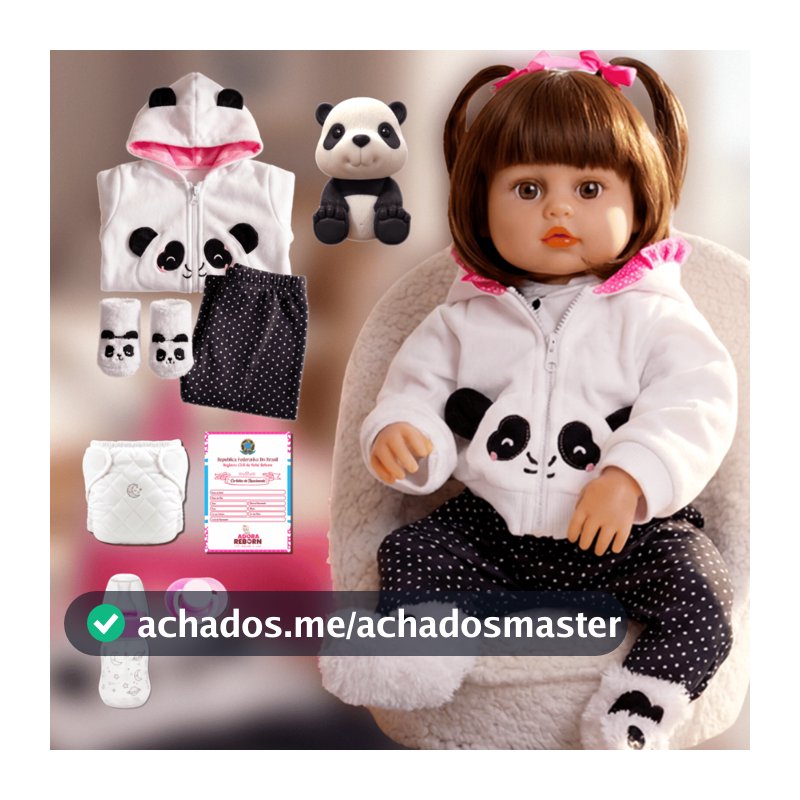 Bebê Reborn Pandinha Boneca Silicone Menina Pode Dar Banho