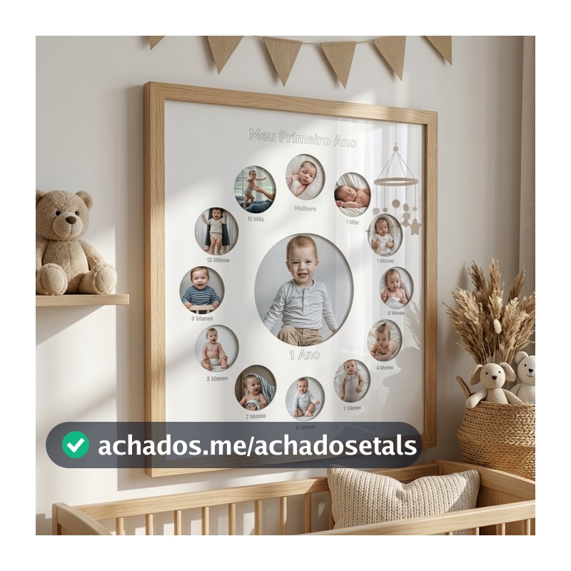 porta retrato 12 meses fotos crescimento  primeiro ano enfeite infantil decoração quarto de bebê