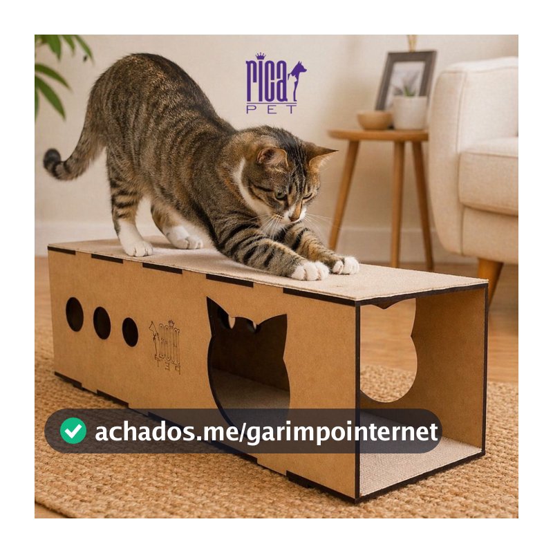 Arranhador Gato Brinquedo Tunel Carpete Duplo Protetor Rampa Premium