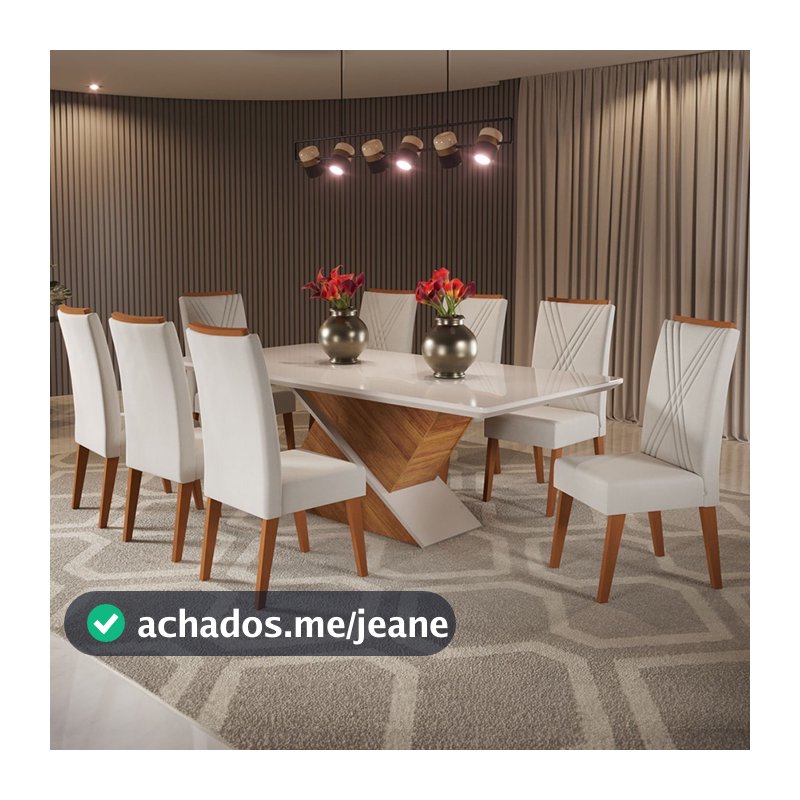 Mesa de Jantar 8 Lugares Moçambique com Vidro