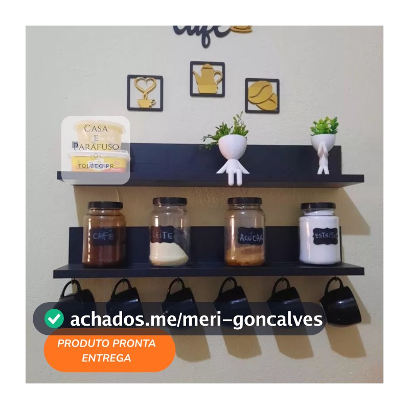 2 Prateleiras cantinho do café com 6 ganchinhos 28