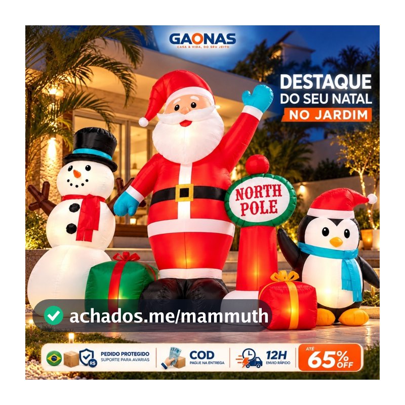 GN-Decoração de Natal Inflável Grande Papai Noel Inflável com LED Decoração Inflável Natalina Gigante Uso Externo 245cm