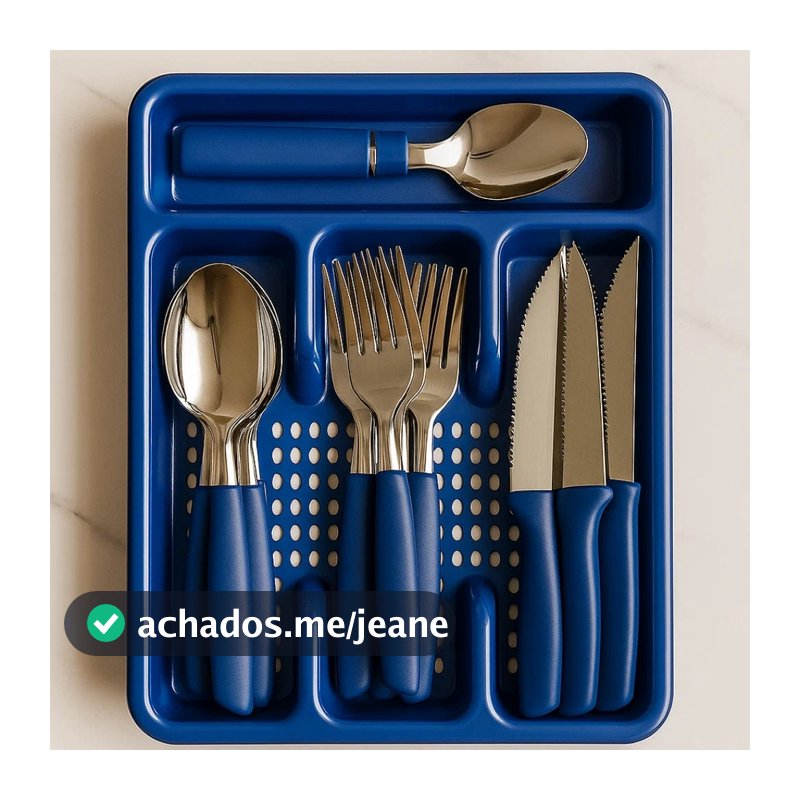 Jogo de Talheres Completo Pecas Com Inox Brinde Suporte Gaveteiro Sortido Talher Premium
