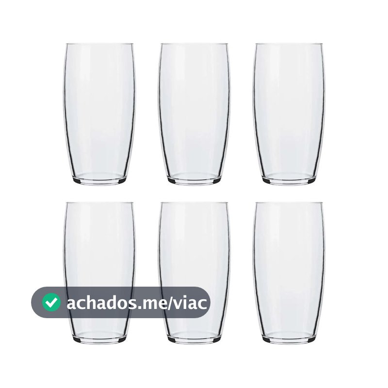 Jogo de Copos Nadir Oca Long Drink de Vidro Liso com 6 Peças 300ml