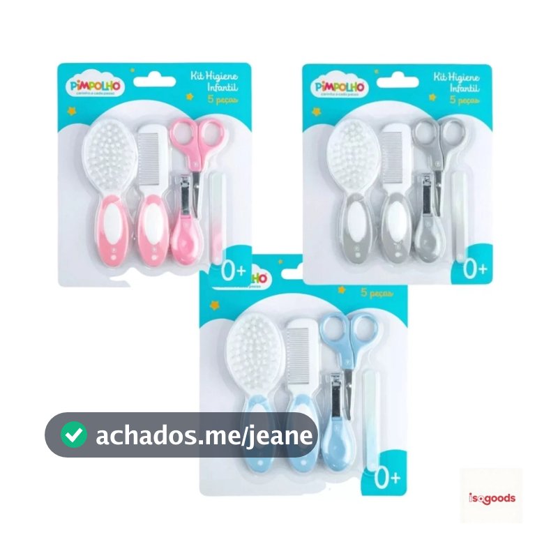 Kit Higiene Bebê 5 Peças Tesoura Cortador Lixa Escova Pente Cabelo Unha Recém-nascido Seguro