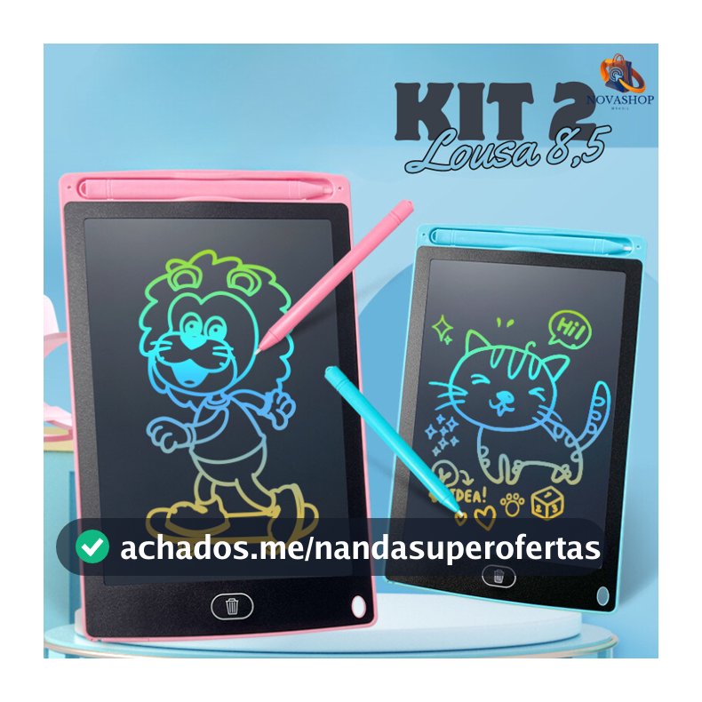 2 Unidades de Lousas Mágicas Tablet Lcd 8,5 Polegadas Para Escrever Pintar e Desenhar Infantil