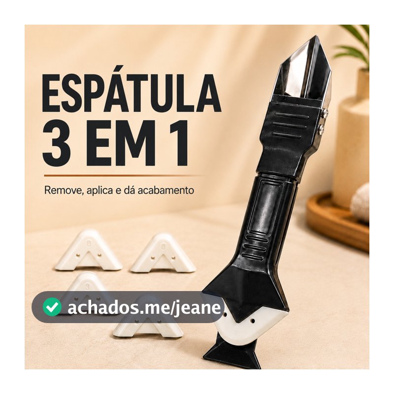 Espátula Removedor de Rejunte e Silicone 3 em 1 com 5 Pontas Aplicador Raspador Calafetagem