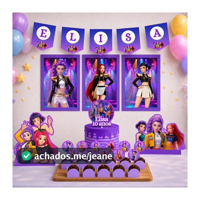 Kit Festa Guerreiras do K POP Huntrix | Personalizado | Aniversário