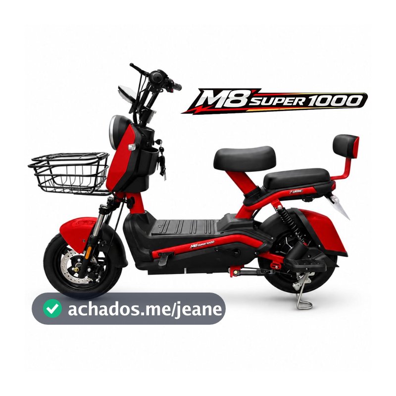 Scooter Moto Bike Elétrica M8 Super Pro 800w Bateria 48v25ah Lítio Sem CNH Autopropelido Zurbe