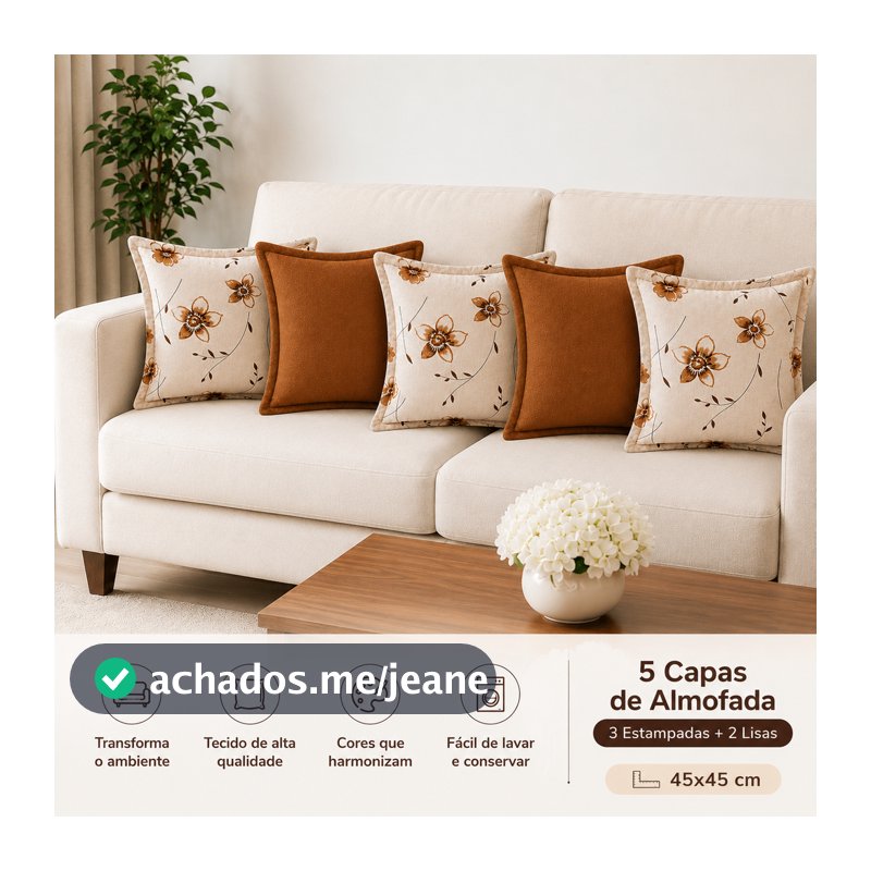 5 Capas de Almofada 45x45 cm – Rústico
