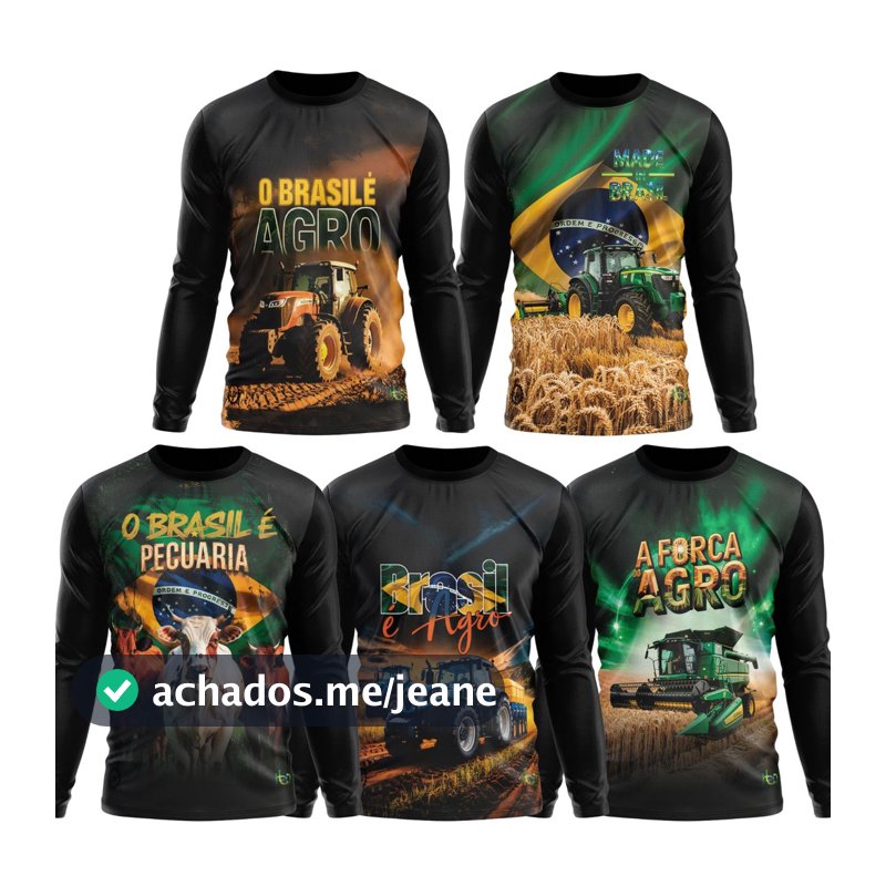 Camiseta Proteção Solar UV Agro Rural Trator Colheita Soja