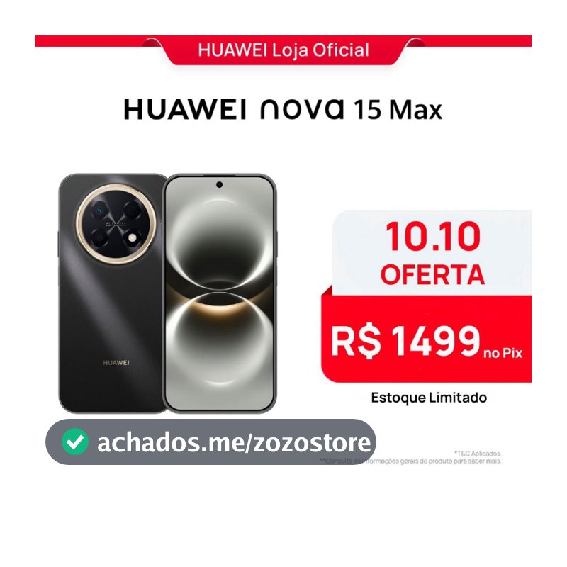 HUAWEI nova 15 Max | Smartphone | 8GB+256GB | Câmera de 50 MP | Bateria de 8.500 mAh