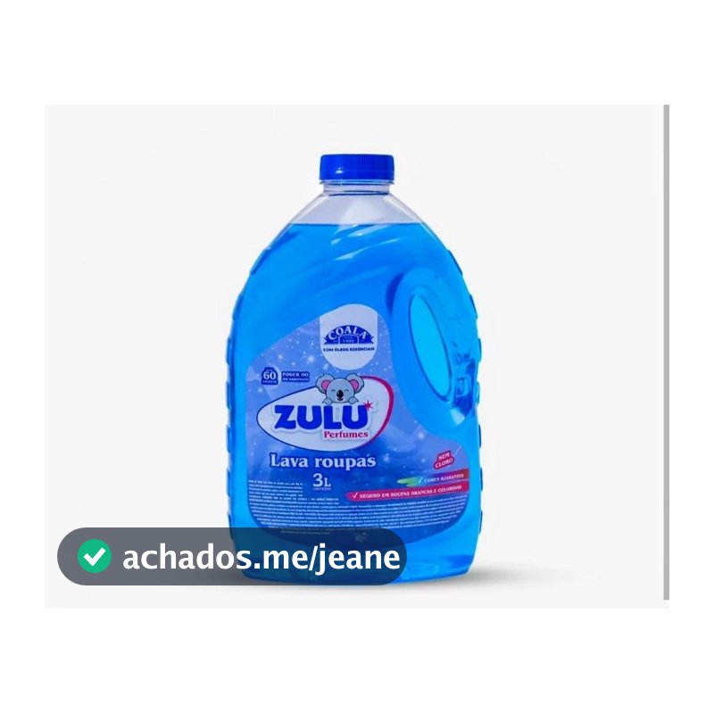 Zulu Lava Roupas Líquido 3L, limpeza profunda, frescor duradouro, roupas brancas e coloridas, manchas difíceis, maciez,.