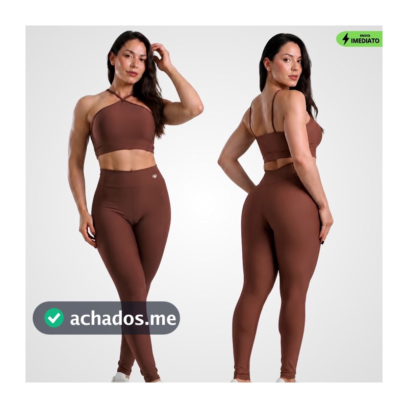 Conjuntos Fitness Feminino Legging e Top Academia Suplex Zero Transparência Cintura Alta Compressão Treino Corrida