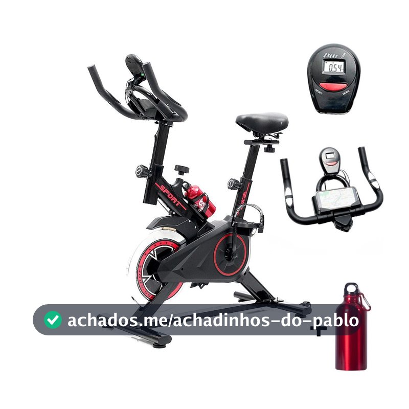Bicicleta Ergometrica Spinning Academia Bike Fitness Profissional Monitor de Treino Garrafa de Agua