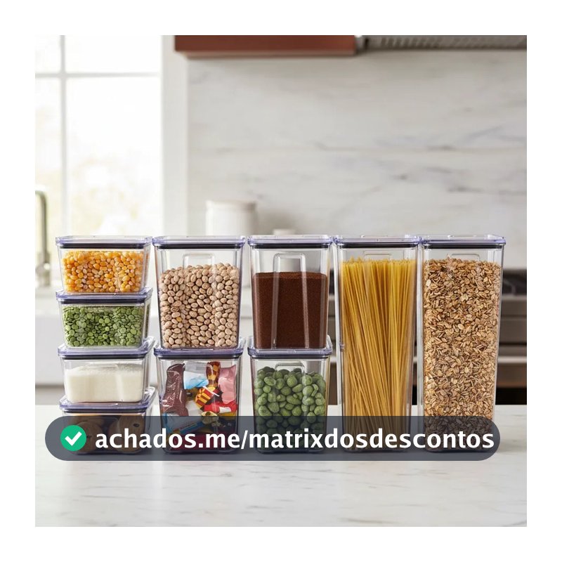 Kit 10 Pote Hermético Empilháveis Porta Mantimento Cozinha Organizador Rebirth