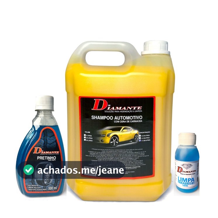 kit Shampoo Com Cera de Carnaúba 5 litros,+ Pretinho 500ml + Limpa Parabrisas 100ml