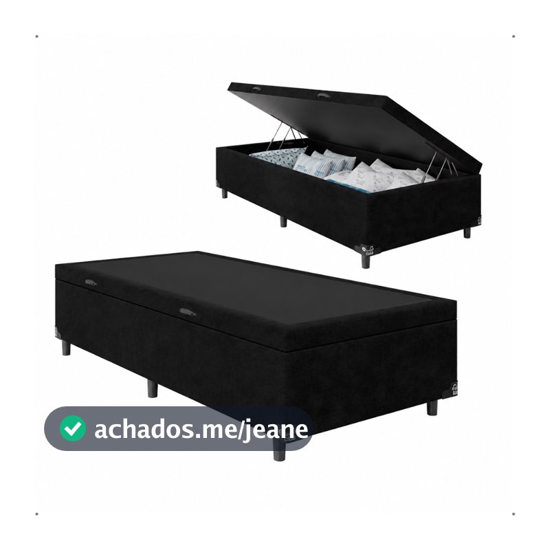 Baú Box Solteiro - Suede Preto