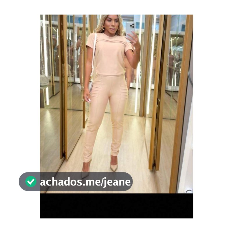 Conjunto Feminino Calça E Camiseta Em Tecido Ponta Roma
