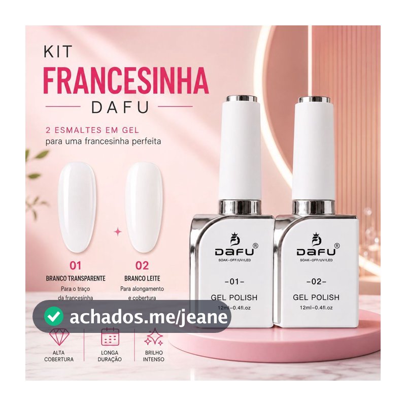 Kit 2 Cores Esmalte em Gel Max Dafu 12ml Francesinha Unhas Decoradas Nail Art profissional