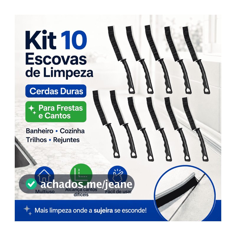Kit 10 Escovas de Limpeza para Frestas Cantos Rejuntes e Trilhos de Janelas