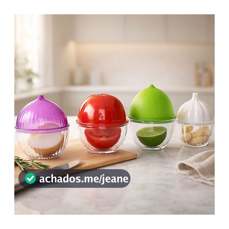 Kit 4 Potes Organizadores Porta Cebola Alho Limão Tomate