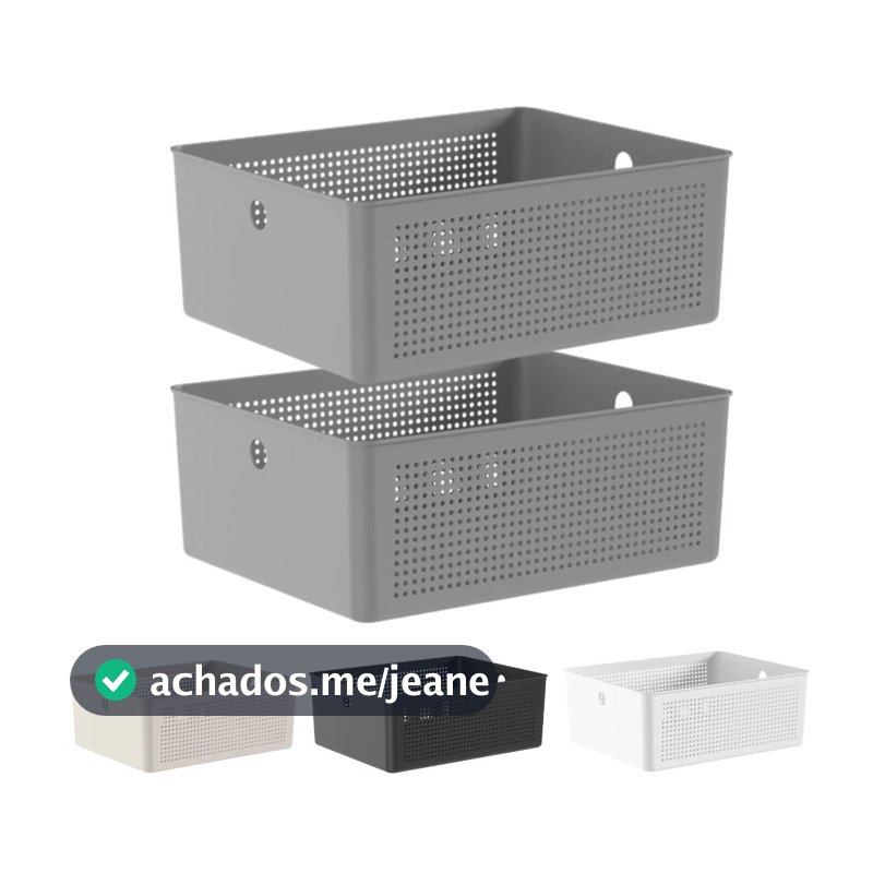 Kit 2 Cesto Empilhável Organizador Multiuso Com Alças 12l Flow Ou