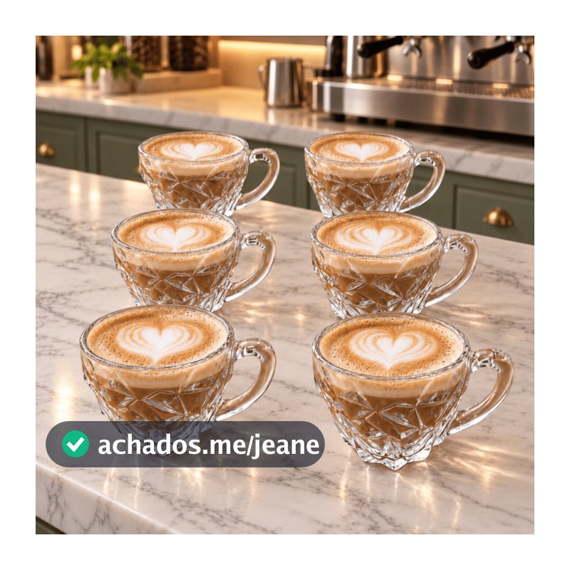Jogo de Xicaras de Vidro Modelo ROCKS 105ml Moderna Para Cozinha e Café Chá Resistente