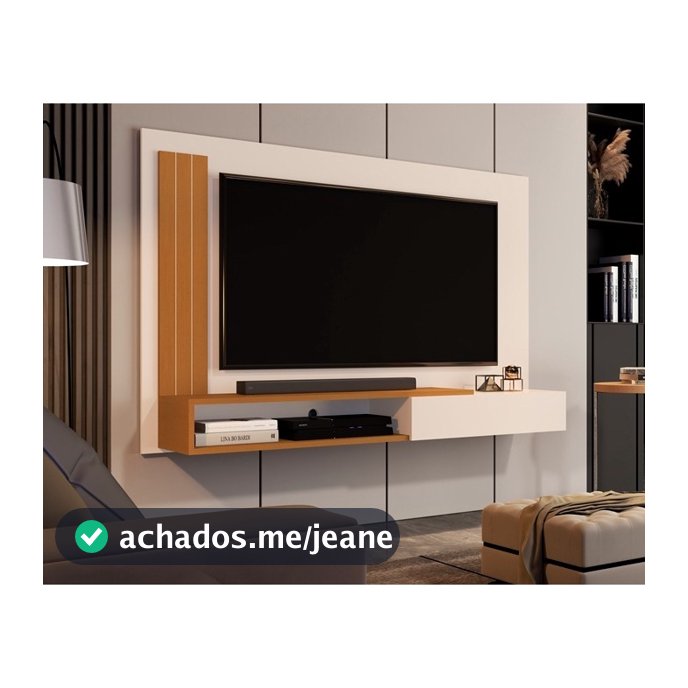 Painel De Tv Até 50" Estante De Parede Cross Com Nicho Decorativo E Porta Prateleira Organizador