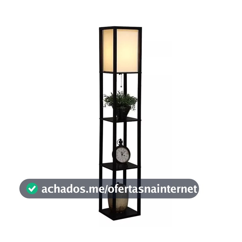 (1734)Luminária De Chão 1,60m Abajur De Piso C/ Prateleira