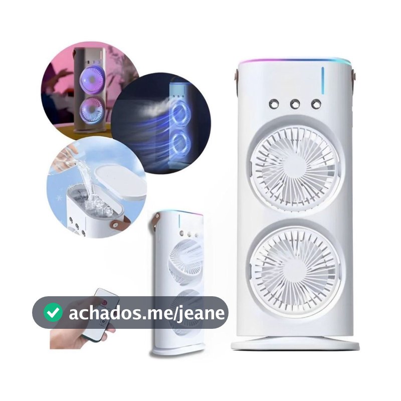 Ventilador Umidificador Duplo Torre 3 Velocidades Portátil Climatizador Ar Condicionado USB