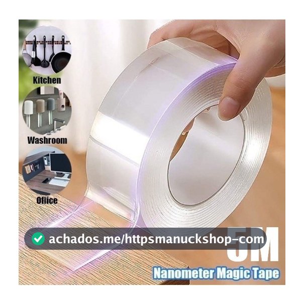 Fita Dupla Face Extra Forte Transparente NanoGel Silicone Mágica Adesiva Cola na Parede Móvel Porta