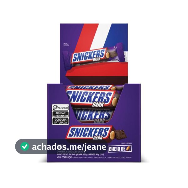 Chocolate Snickers Dark 20 Unidades de 40g