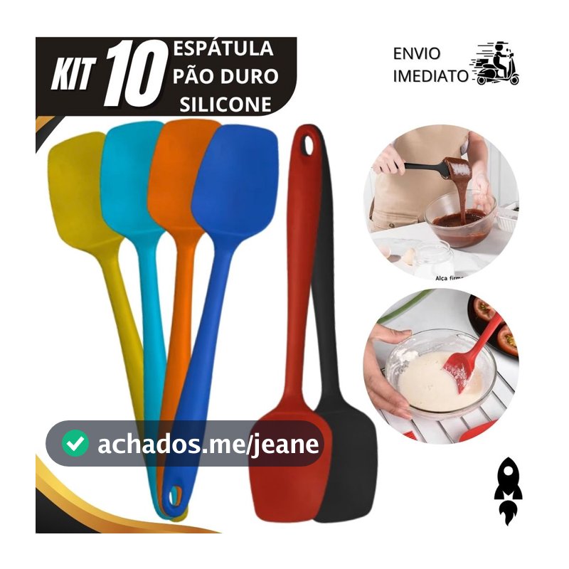 Kit 10/5/3 Espátula de Silicone Pão Duro resistente ao calor ideal para panelas antiaderentes