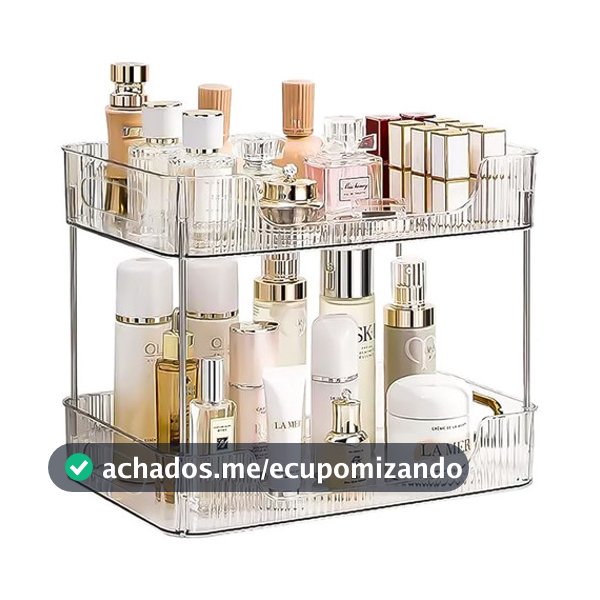 Estante Organizadora De Maquiagem Cosméticos 2 Andares de Acrílico Transparente Moderna