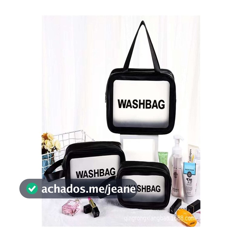 Kit 3 Bolsas Necessaires Maquiagem Feminina Transparente Remédios Washbag Transparente À Prova