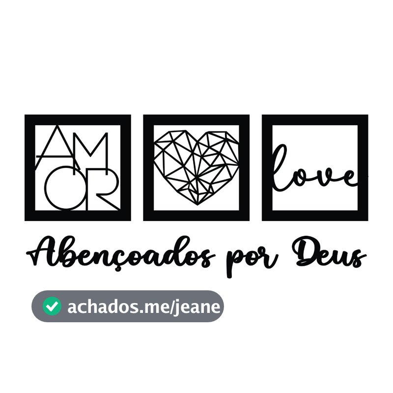 Kit Abençoados por Deus 3 Quadros + Frase MDF Preto Love Coração Cristã Sala Decoração Parede