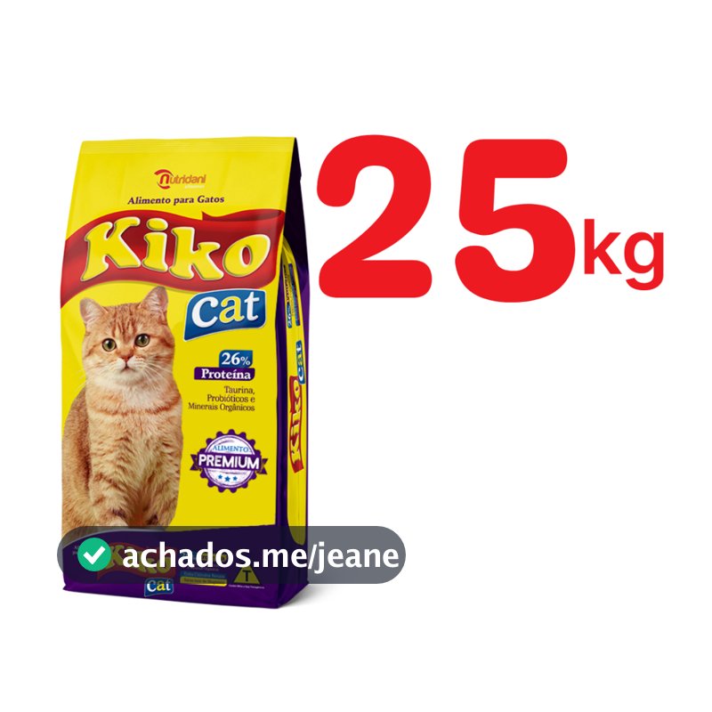 Ração Kiko Cat 25Kg para Gatos Adultos 26% Proteína com Taurina e Probióticos