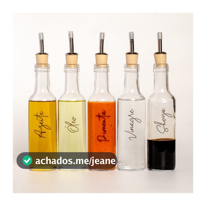Galheteiro de Vidro 250ml com Bico Dosador Polímero | Porta Azeite / Vinagre / Óleo / Shoyu