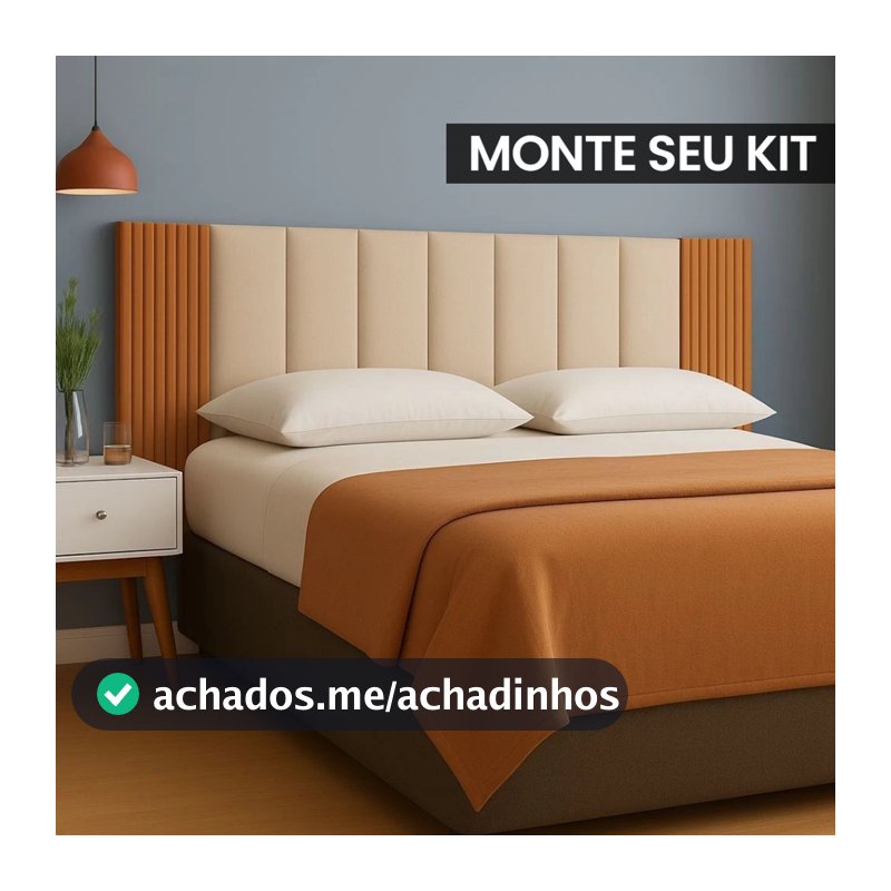 Cabeceira Modular + Painel Ripado MDF Para Cama Box Casal King Queen