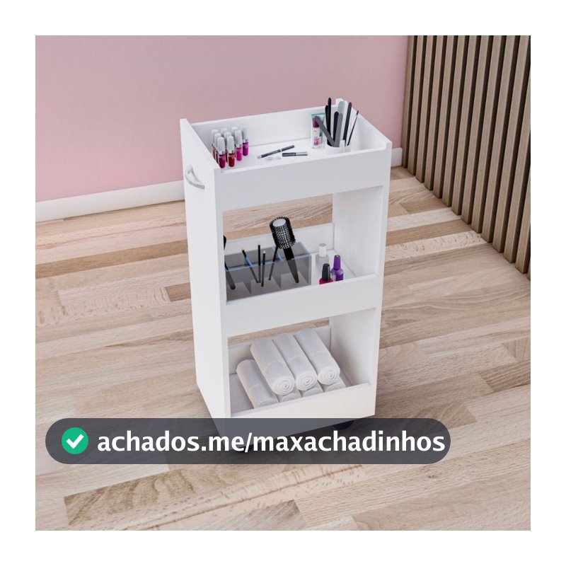 Carrinho Auxiliar Multiuso Salão De Beleza Lash Cilios Estética Manicure Pedicure Unha Gel