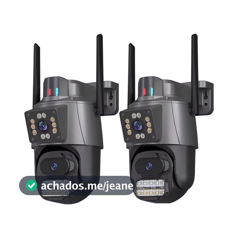 Kit 2 Câmera Segurança Ip App Icsee Lente Dupla Cor Preto