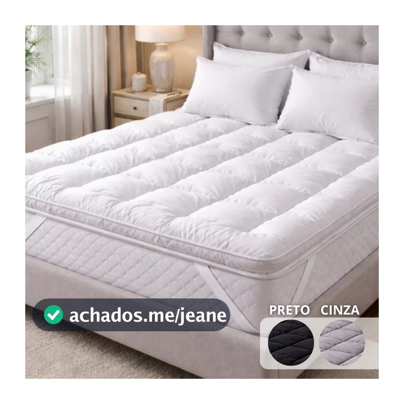 Protetor de Colchão Pillow Top Casal, Queen Micro Percal 400 Fios - Conforto Superior Maciez Premium