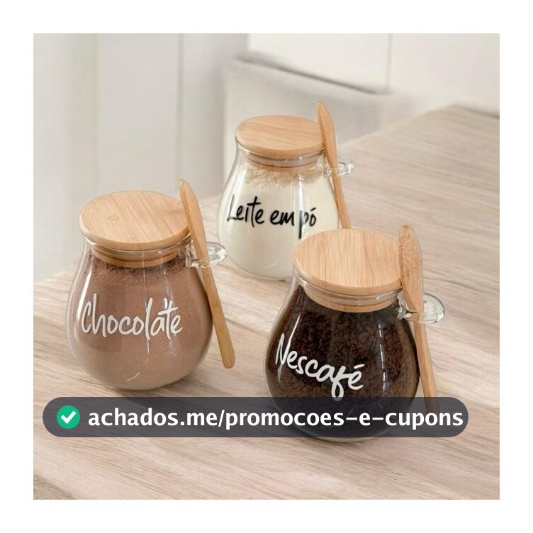 POTE HERMETICO COM TAMPA E COLHER DE BAMBU PERSONALIZADO 410 ML PERSONALIZADO AÇUCAREIRO SALEIRO