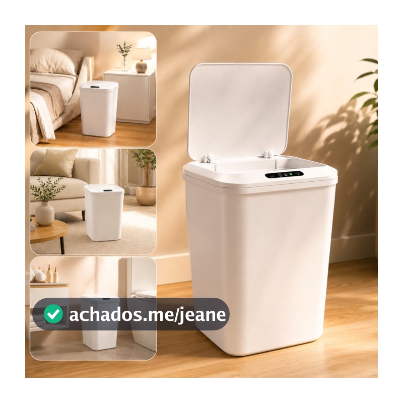 Lixeira Sensor Automática 16L Inteligente Recarregável Moderna Usb Anti Odor Cozinha Banheiro Escritório