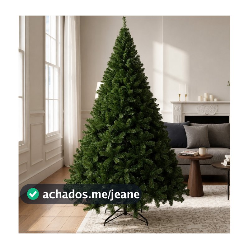 Árvore de Natal Pinheiro Luxo Cheia Premium 1.80m 700 Galhos Verde Escuro PVC Alta Qualidade Base de Ferro